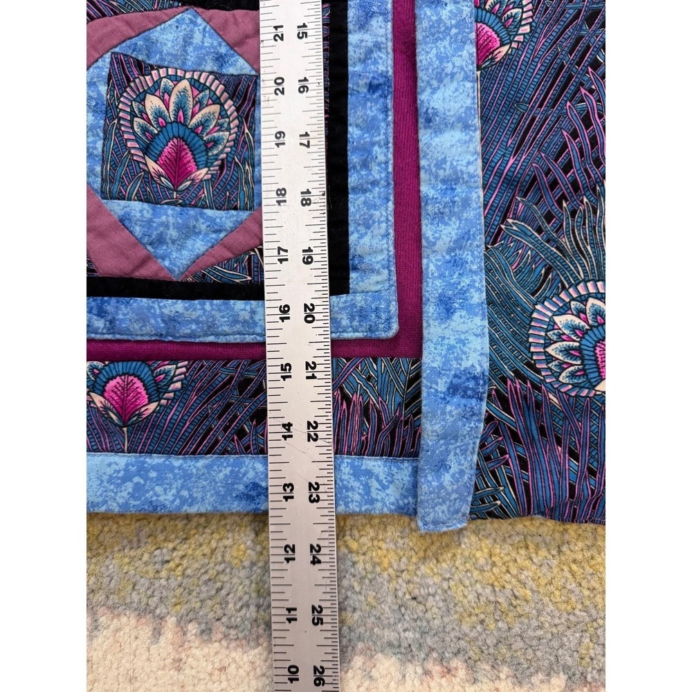 Vintage Quilted Patchwork JE Morgan Fleecewise Cardigan Jacket M Magenta Peacock - Picture 9 of 12